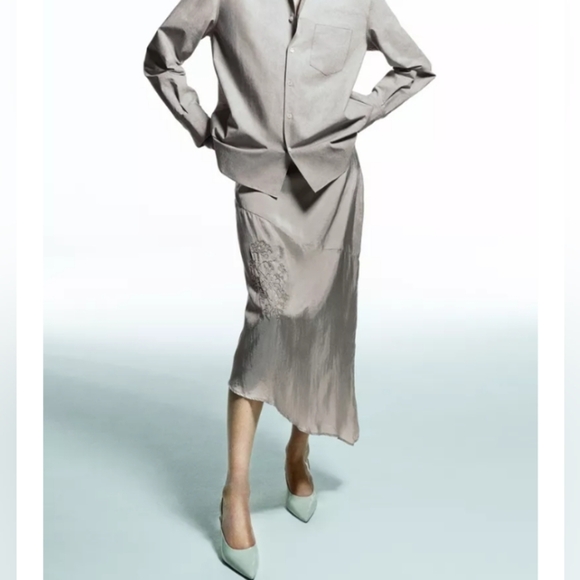 Zara Dresses & Skirts - Zara ZW Collection Embroidered Asymmetric Skirt